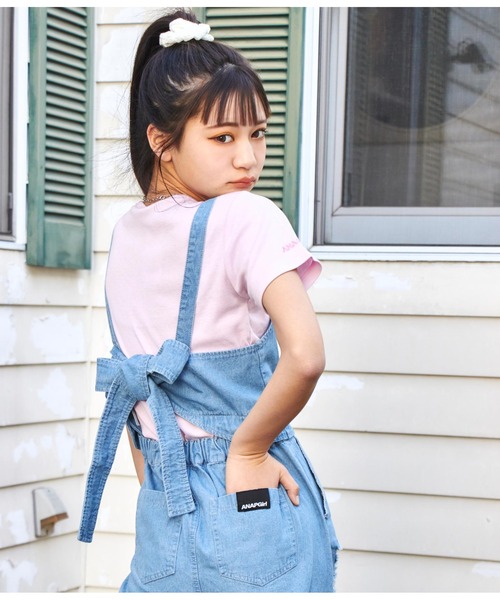 ANAP GｉRL（アナップガール）の「シャーリングトップスカットソー（Tシャツ/カットソー・キッズ・グリーン/アイボリー/ピンク・S/M/XS）」の10枚目の写真