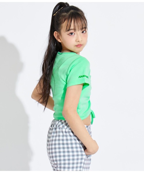 ANAP GｉRL（アナップガール）の「シャーリングトップスカットソー（Tシャツ/カットソー・キッズ・グリーン/アイボリー/ピンク・S/M/XS）」の9枚目の写真