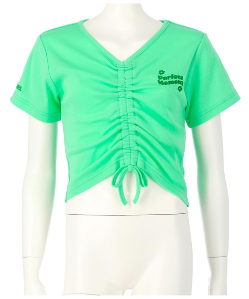 ANAP GｉRL（アナップガール）の「シャーリングトップスカットソー（Tシャツ/カットソー・キッズ・グリーン/アイボリー/ピンク・S/M/XS）」の14枚目の写真