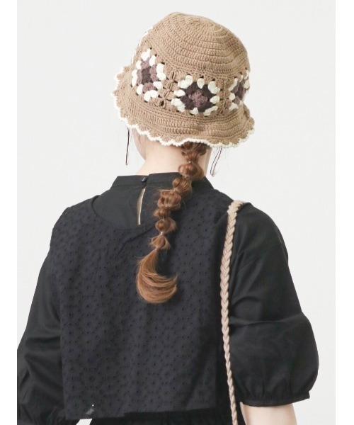 ehka sopo（エヘカソポ）の「クロシェニットハット（ハット・レディース・キナリ/ベージュ/ブラック・ﾌﾘ-）」の3枚目の写真