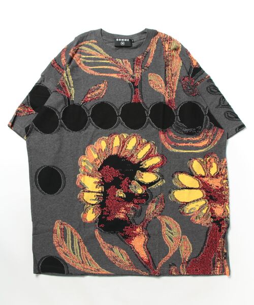 gomme（ゴム）の「サンフラワーＪＱ　70巾ロングＴ（Tシャツ/カットソー・メンズ・ホワイト×ネイビー/グレー・MEDIUM）」の9枚目の写真