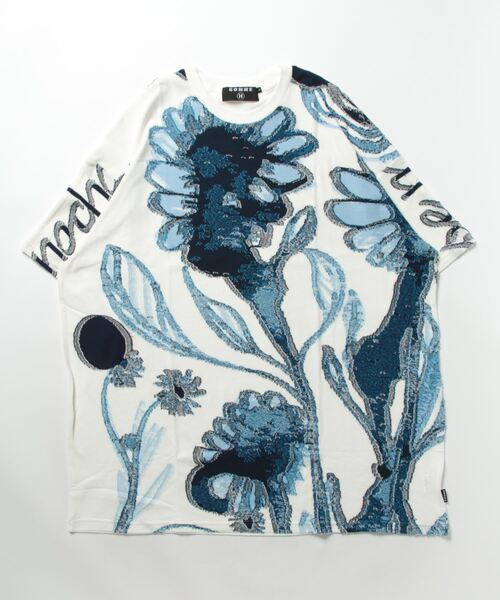 gomme（ゴム）の「サンフラワーＪＱ　70巾ロングＴ（Tシャツ/カットソー・メンズ・ホワイト×ネイビー/グレー・MEDIUM）」の6枚目の写真