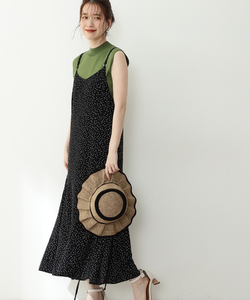 N.（N. Natural Beauty Basic）（エヌエヌナチュラルビューティーベーシック）の「◆マーメイドキャミワンピース（ワンピース・レディース・ブラック/ドット/ブルー・MEDIUM）」の14枚目の写真