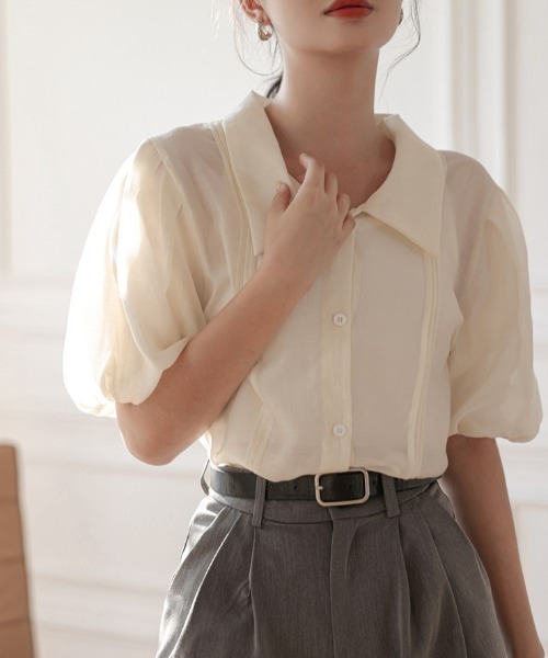 Vipoa(ヴィポア)の「マシュマロスリーブピンタックシアーブラウス(シャツ/ブラウス・レディース・アイボリー・FREE)」の12枚目の写真