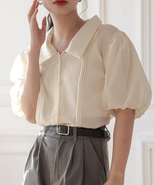 Vipoa(ヴィポア)の「マシュマロスリーブピンタックシアーブラウス(シャツ/ブラウス・レディース・アイボリー・FREE)」の19枚目の写真