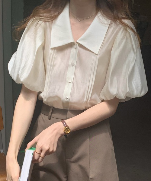 Vipoa(ヴィポア)の「マシュマロスリーブピンタックシアーブラウス(シャツ/ブラウス・レディース・アイボリー・FREE)」の21枚目の写真