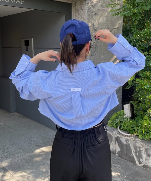 mline（エムライン）の「[mline]BACKロゴショートシャツ（シャツ/ブラウス・レディース・ピンク/オフホワイト/ネイビー/ブルー・FREE）」の3枚目の写真