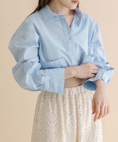 mline（エムライン）の「[mline]BACKロゴショートシャツ（シャツ/ブラウス・レディース・ピンク/オフホワイト/ネイビー/ブルー・FREE）」の17枚目の写真