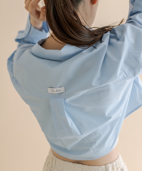 mline（エムライン）の「[mline]BACKロゴショートシャツ（シャツ/ブラウス・レディース・ピンク/オフホワイト/ネイビー/ブルー・FREE）」の12枚目の写真