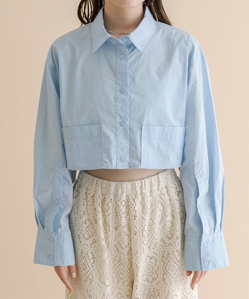 mline（エムライン）の「[mline]BACKロゴショートシャツ（シャツ/ブラウス・レディース・ピンク/オフホワイト/ネイビー/ブルー・FREE）」の22枚目の写真