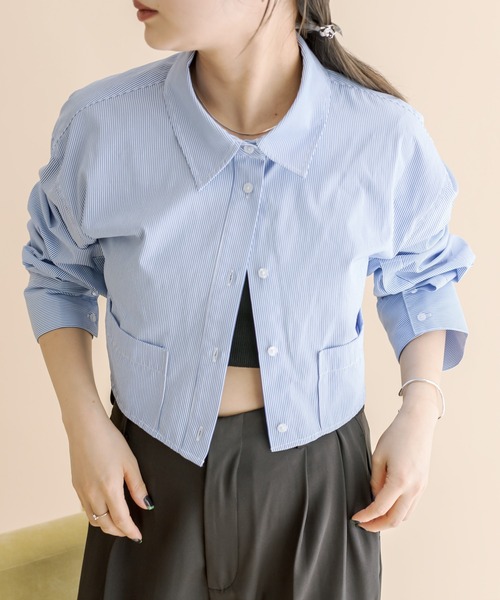 mline（エムライン）の「[mline]BACKロゴショートシャツ（シャツ/ブラウス・レディース・ピンク/オフホワイト/ネイビー/ブルー・FREE）」の21枚目の写真