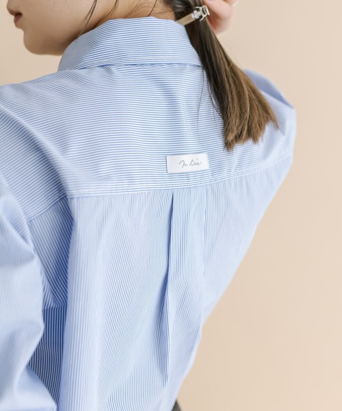 mline（エムライン）の「[mline]BACKロゴショートシャツ（シャツ/ブラウス・レディース・ピンク/オフホワイト/ネイビー/ブルー・FREE）」の6枚目の写真