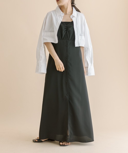 mline（エムライン）の「[mline]BACKロゴショートシャツ（シャツ/ブラウス・レディース・ピンク/オフホワイト/ネイビー/ブルー・FREE）」の5枚目の写真