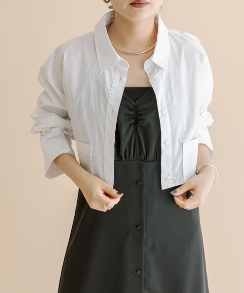 mline（エムライン）の「[mline]BACKロゴショートシャツ（シャツ/ブラウス・レディース・ピンク/オフホワイト/ネイビー/ブルー・FREE）」の15枚目の写真