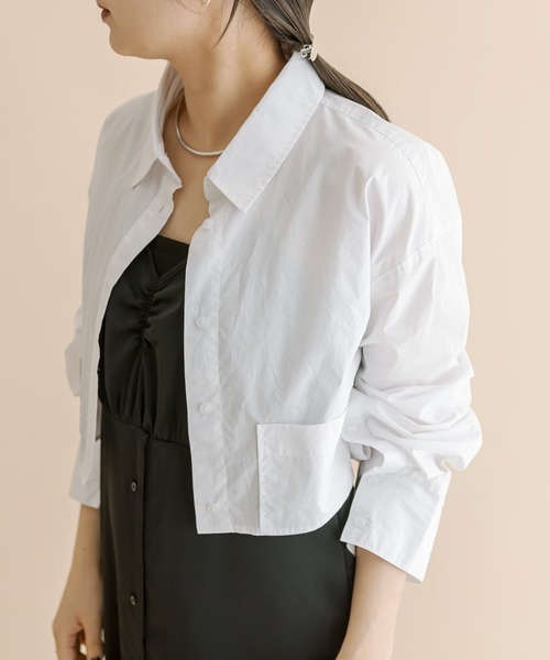 mline（エムライン）の「[mline]BACKロゴショートシャツ（シャツ/ブラウス・レディース・ピンク/オフホワイト/ネイビー/ブルー・FREE）」の10枚目の写真