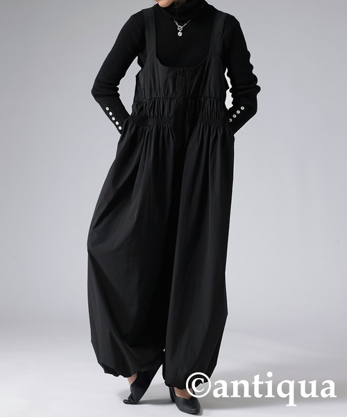 antiqua(アンティカ)の「ギャザーデザインサロペット(サロペット/オーバーオール・レディース・ブラック/カーキ・FREE)」の7枚目の写真