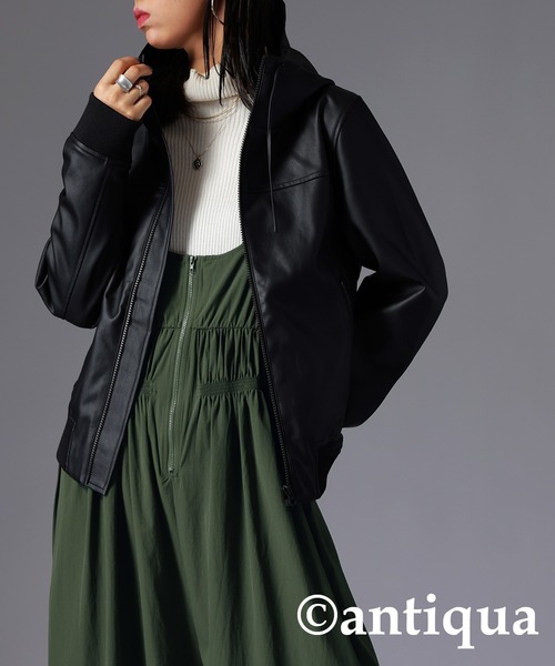 antiqua(アンティカ)の「ギャザーデザインサロペット(サロペット/オーバーオール・レディース・ブラック/カーキ・FREE)」の13枚目の写真