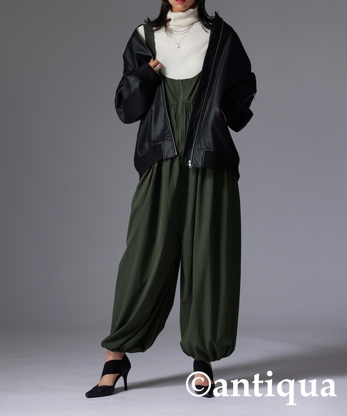 antiqua(アンティカ)の「ギャザーデザインサロペット(サロペット/オーバーオール・レディース・ブラック/カーキ・FREE)」の16枚目の写真