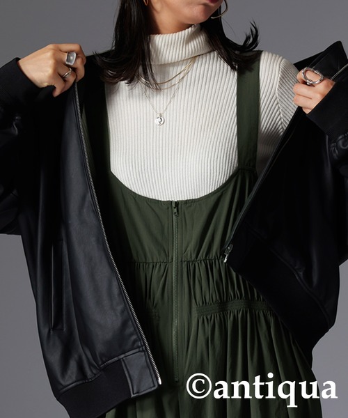 antiqua(アンティカ)の「ギャザーデザインサロペット(サロペット/オーバーオール・レディース・ブラック/カーキ・FREE)」の15枚目の写真