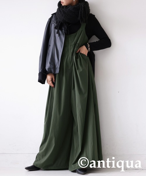 antiqua(アンティカ)の「ギャザーデザインサロペット(サロペット/オーバーオール・レディース・ブラック/カーキ・FREE)」の12枚目の写真