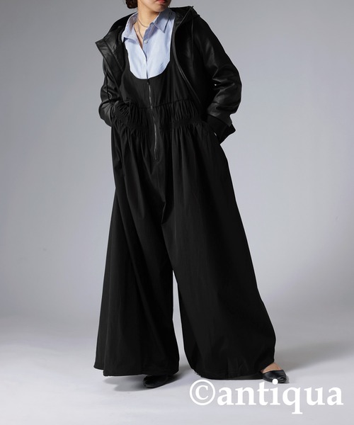antiqua(アンティカ)の「ギャザーデザインサロペット(サロペット/オーバーオール・レディース・ブラック/カーキ・FREE)」の5枚目の写真