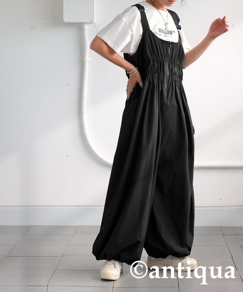 antiqua(アンティカ)の「ギャザーデザインサロペット(サロペット/オーバーオール・レディース・ブラック/カーキ・FREE)」の20枚目の写真