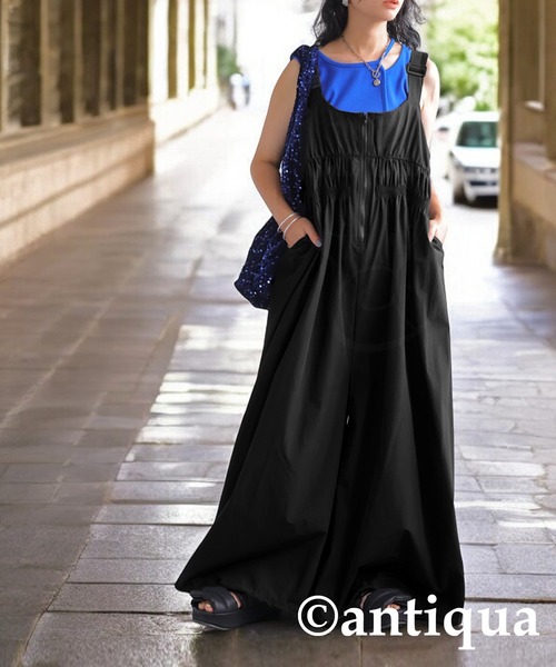 antiqua(アンティカ)の「ギャザーデザインサロペット(サロペット/オーバーオール・レディース・ブラック/カーキ・FREE)」の17枚目の写真