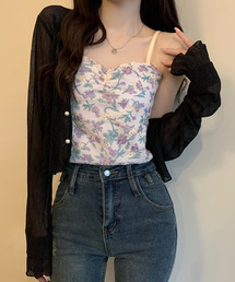 DAY CLOSET | 【クロップド丈】韓国っぽティアード袖。長袖パール調ボタンシアーカーディガン(カーディガン/ボレロ)