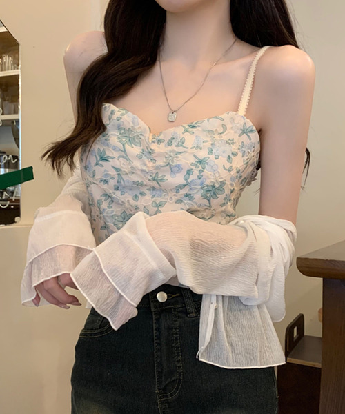 DAY CLOSET（デイ クローゼット）の「【クロップド丈】韓国っぽティアード袖。長袖パール調ボタンシアーカーディガン（カーディガン/ボレロ・レディース・ブラック/イエロー系その他/ピンク/ホワイト・M）」の17枚目の写真