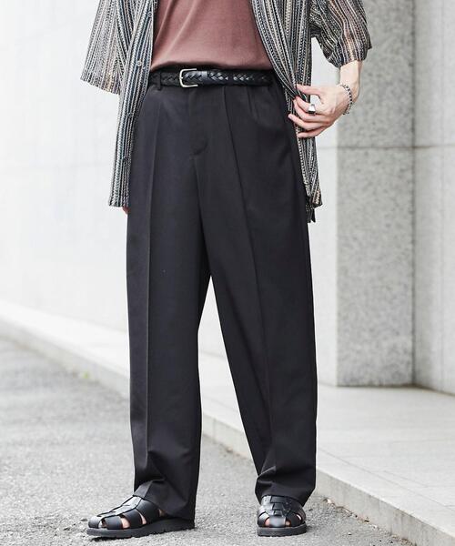 coen(コーエン)の「センタープレス2タックルーズテーパードスラックス(スラックス・メンズ・オリーブ/ダークグレー/ブラック/ベージュ・L/XL/M/S)」の2枚目の写真