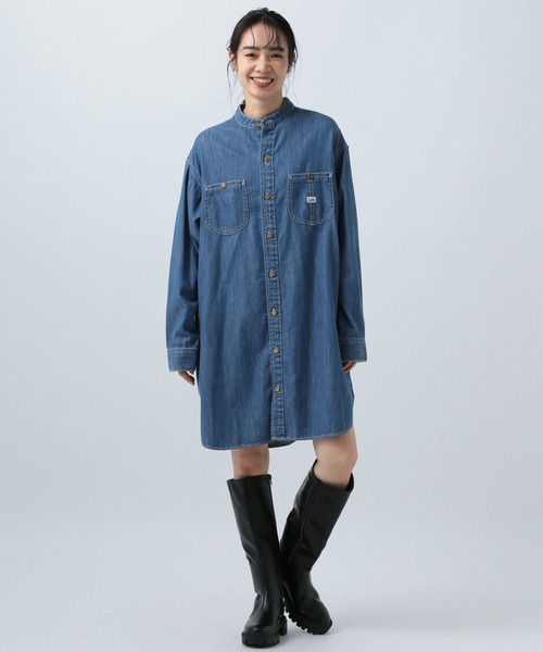 Lee（リー）の「【Lee(リー)】別注デニムチュニックワンピース（チュニック・レディース・サックスブルー/ネイビー・FREE）」の19枚目の写真