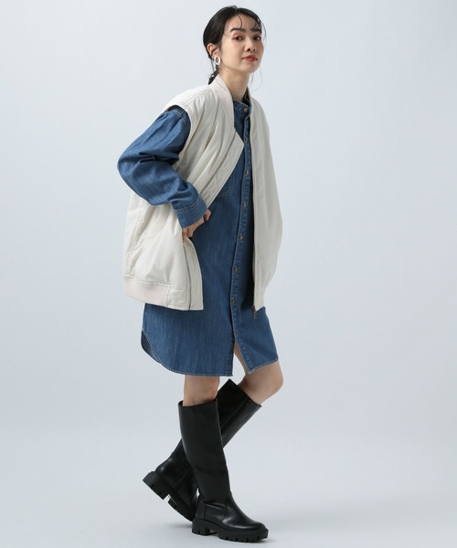 Lee（リー）の「【Lee(リー)】別注デニムチュニックワンピース（チュニック・レディース・サックスブルー/ネイビー・FREE）」の10枚目の写真