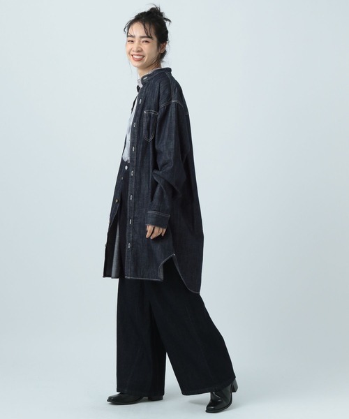 Lee（リー）の「【Lee(リー)】別注デニムチュニックワンピース（チュニック・レディース・サックスブルー/ネイビー・FREE）」の3枚目の写真