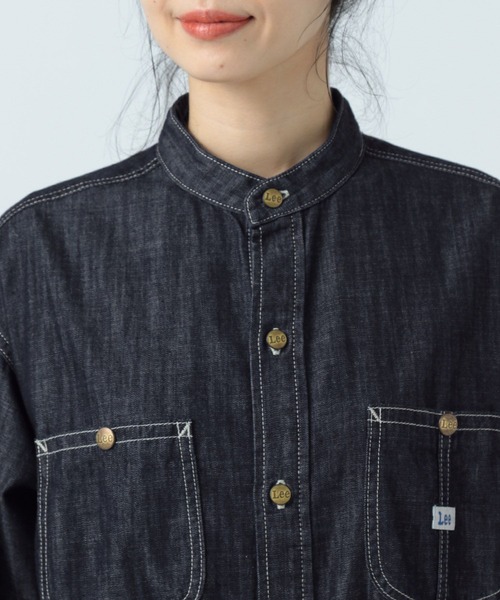 Lee（リー）の「【Lee(リー)】別注デニムチュニックワンピース（チュニック・レディース・サックスブルー/ネイビー・FREE）」の4枚目の写真