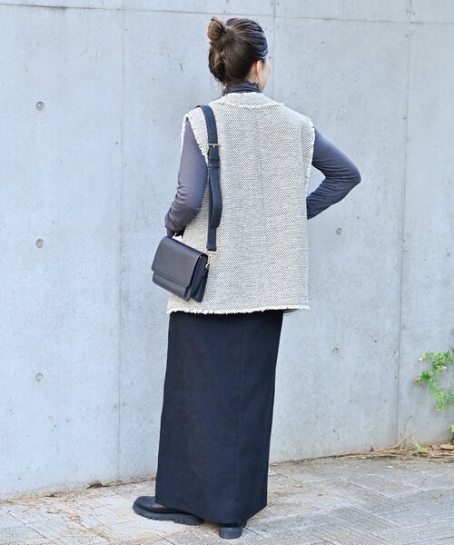 Simplicite（サンプリシテ）の「前開きツイードベスト（ベスト・レディース・ベージュ/ネイビー・FREE）」の5枚目の写真