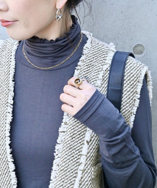 Simplicite（サンプリシテ）の「前開きツイードベスト（ベスト・レディース・ベージュ/ネイビー・FREE）」の9枚目の写真