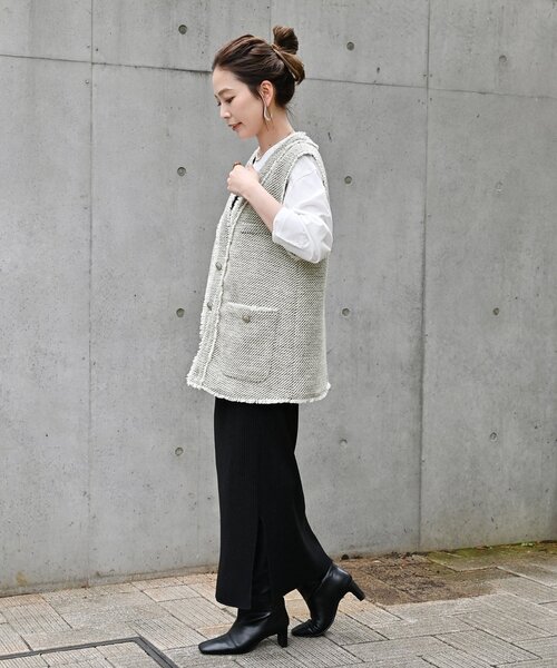 Simplicite（サンプリシテ）の「前開きツイードベスト（ベスト・レディース・ベージュ/ネイビー・FREE）」の11枚目の写真