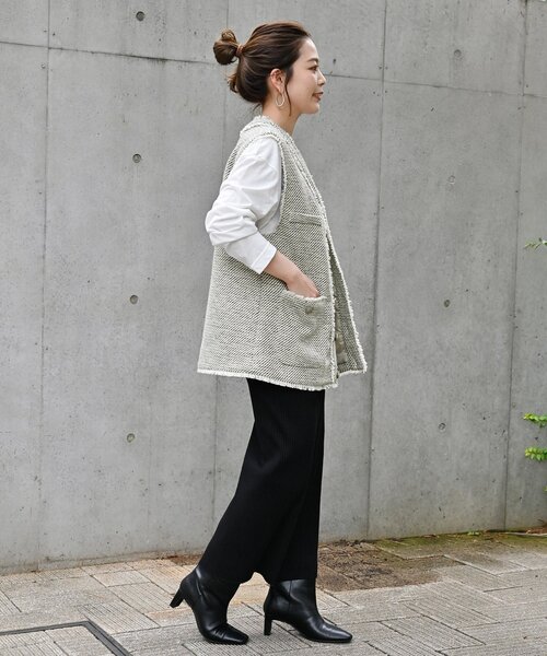 Simplicite（サンプリシテ）の「前開きツイードベスト（ベスト・レディース・ベージュ/ネイビー・FREE）」の12枚目の写真