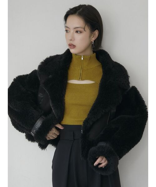 MURUA（ムルーア）の「ハーフジップカットニット（ニット/セーター・レディース・ダークグレー/マスタード/ベージュ/ブルー・FREE）」の11枚目の写真