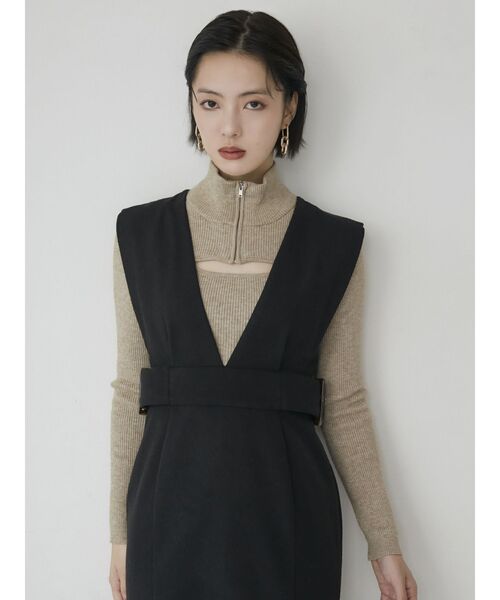 MURUA（ムルーア）の「ハーフジップカットニット（ニット/セーター・レディース・ダークグレー/マスタード/ベージュ/ブルー・FREE）」の13枚目の写真