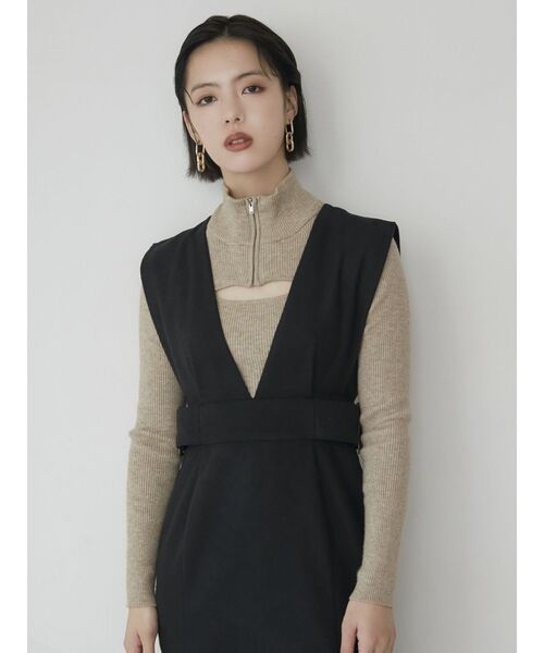 MURUA（ムルーア）の「ハーフジップカットニット（ニット/セーター・レディース・ダークグレー/マスタード/ベージュ/ブルー・FREE）」の14枚目の写真