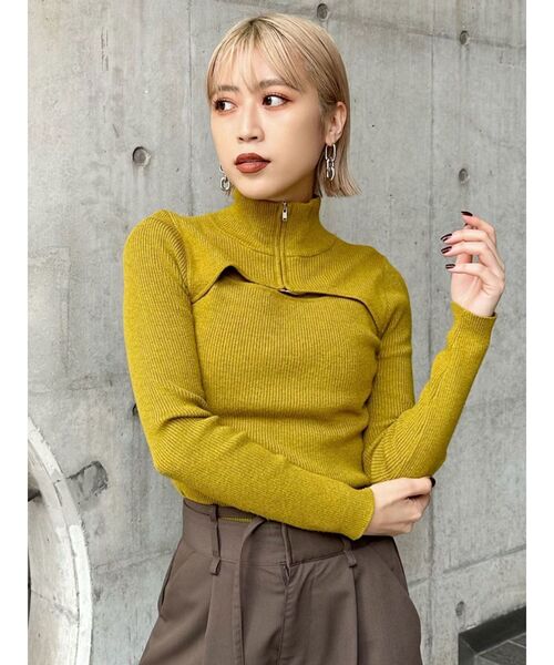 MURUA（ムルーア）の「ハーフジップカットニット（ニット/セーター・レディース・ダークグレー/マスタード/ベージュ/ブルー・FREE）」の19枚目の写真