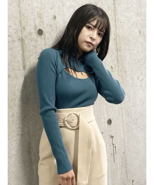 MURUA（ムルーア）の「ハーフジップカットニット（ニット/セーター・レディース・ダークグレー/マスタード/ベージュ/ブルー・FREE）」の21枚目の写真