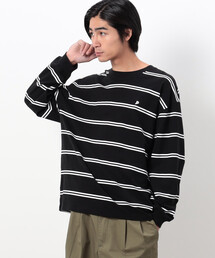 プリントボーダー 長袖ビッグTシャツ