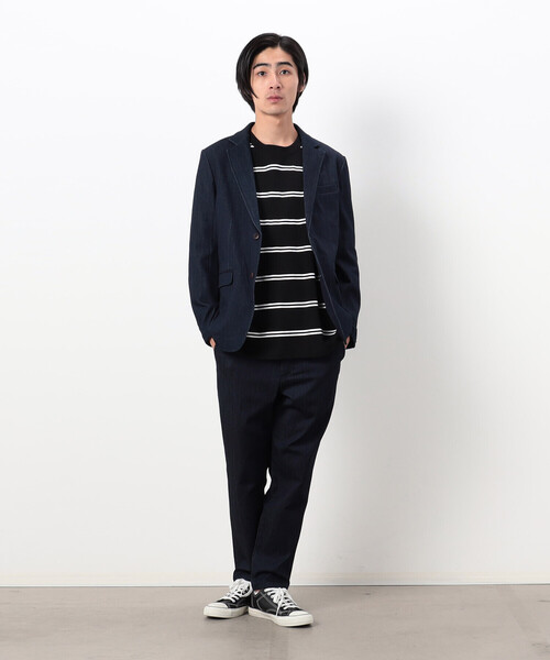 Purple&Yellow（パープルアンドイエロー）の「プリントボーダー 長袖ビッグＴシャツ（Tシャツ/カットソー・メンズ・ベージュ/ブラック/ホワイト・L/M/S）」の9枚目の写真