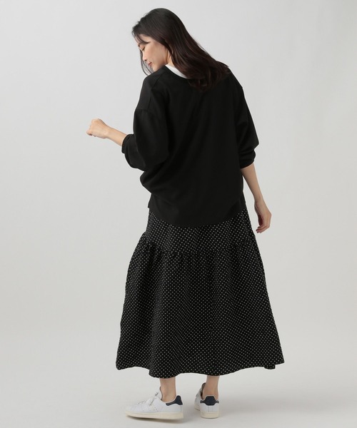 Elura(エルーラ)の「サラサラ2WAYブラウス(シャツ/ブラウス・レディース・ホワイト/グリーン系その他4/ブラック・LARGE/MEDIUM)」の4枚目の写真