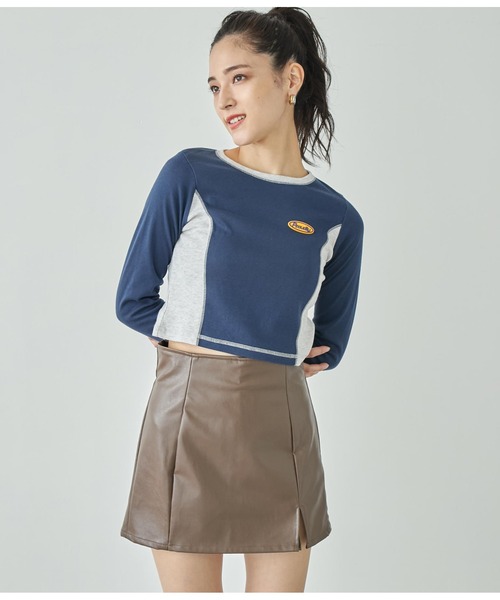 ANAP（アナップ）の「サイド配色ロングスリーブトップス（Tシャツ/カットソー・レディース・オフホワイト/ネイビー・FREE）」の10枚目の写真