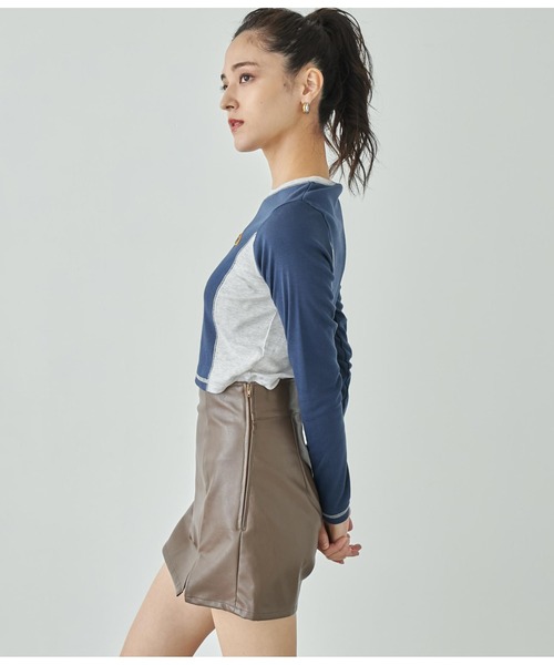 ANAP（アナップ）の「サイド配色ロングスリーブトップス（Tシャツ/カットソー・レディース・オフホワイト/ネイビー・FREE）」の13枚目の写真