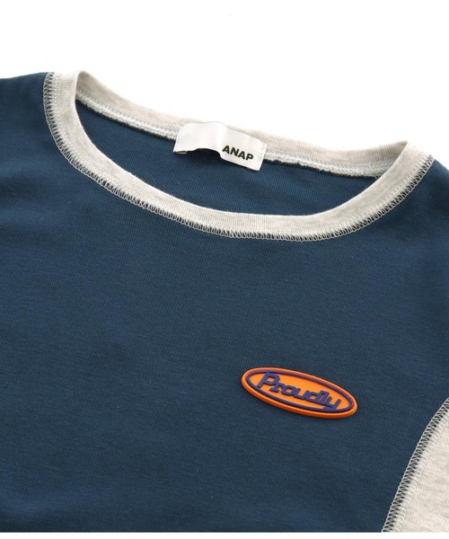 ANAP（アナップ）の「サイド配色ロングスリーブトップス（Tシャツ/カットソー・レディース・オフホワイト/ネイビー・FREE）」の20枚目の写真