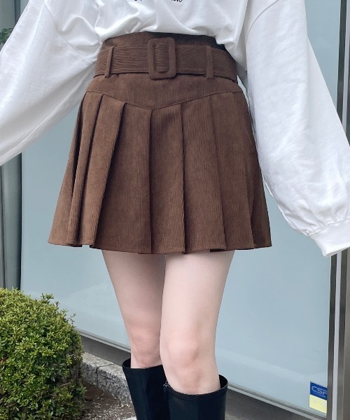 １点のみG/FORE韓国ジーフォア レディースコーデュロイスカートsizeS one way（ワンウェイ）の「コーデュロイプリーツスカート